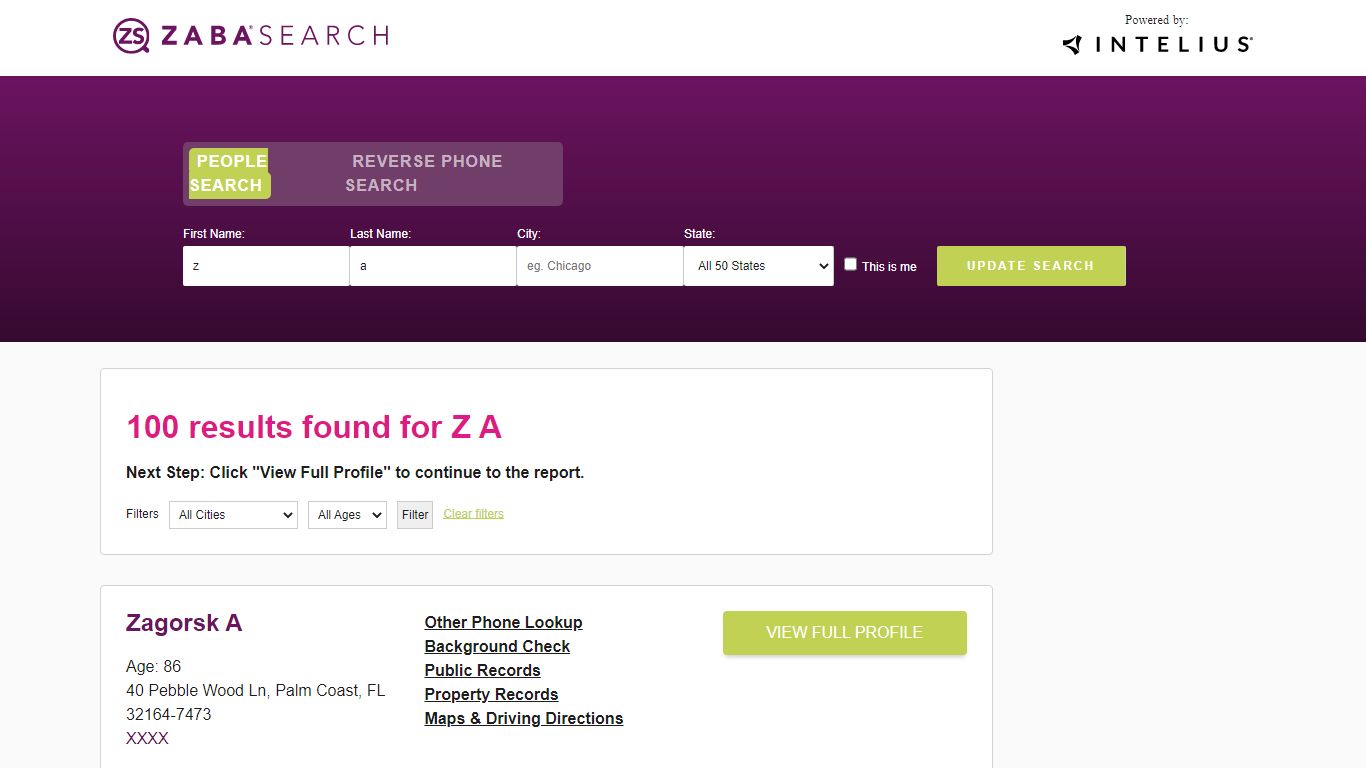 Z A | Zabasearch.com | Address, Phone Number, Email